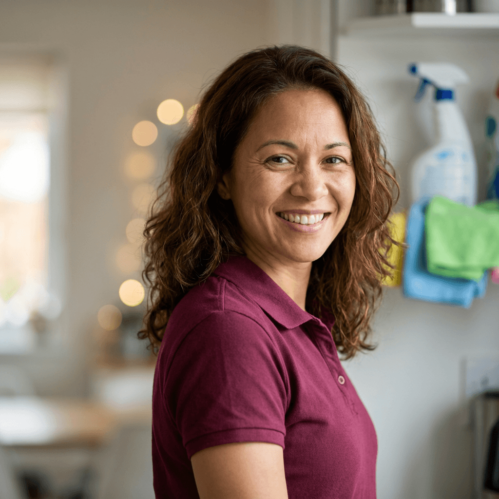 Claire Dubois in her London flat