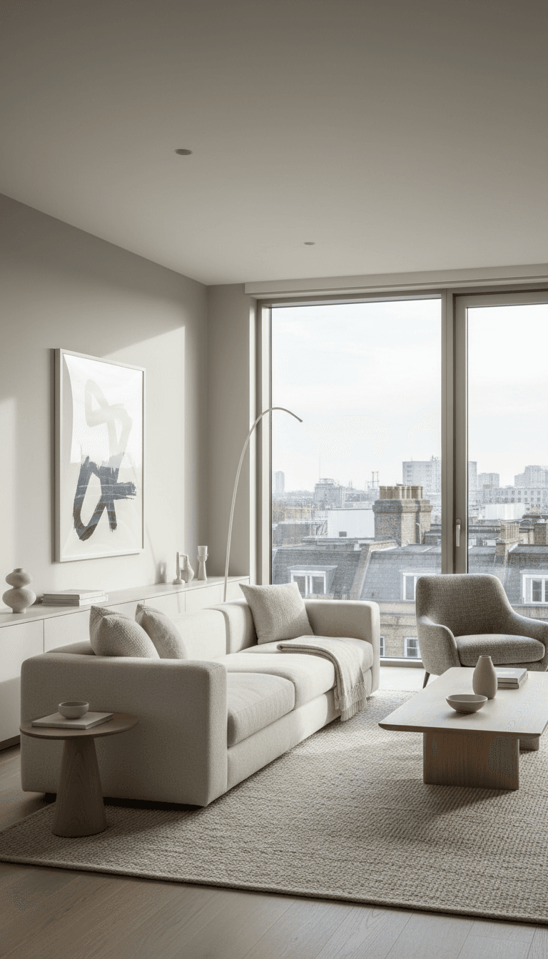 Bright, spotless London apartment living room after a professional end of tenancy clean