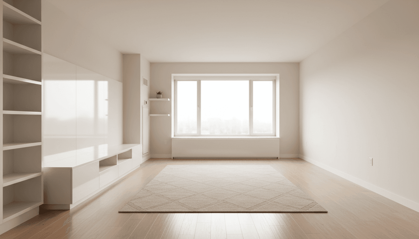 Bright and clean empty apartment living room ready for a new tenant